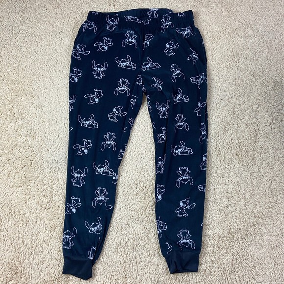 Disney Stitch Pajama Bottoms Adult Large 12-14 Blue Pants Navy Sleepwear Womens - Picture 7 of 9